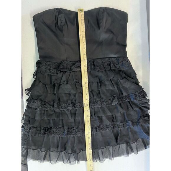 Express Design Studio Dress Strapless Ruffle Mini Tiered Black Womens 12‎ - Picture 8 of 10
